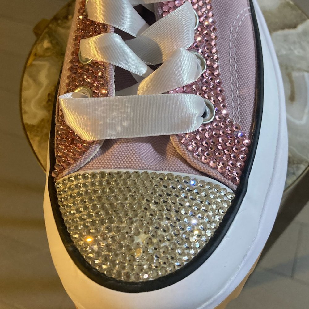 Pink Bedazzled High Top Converse Size 9
